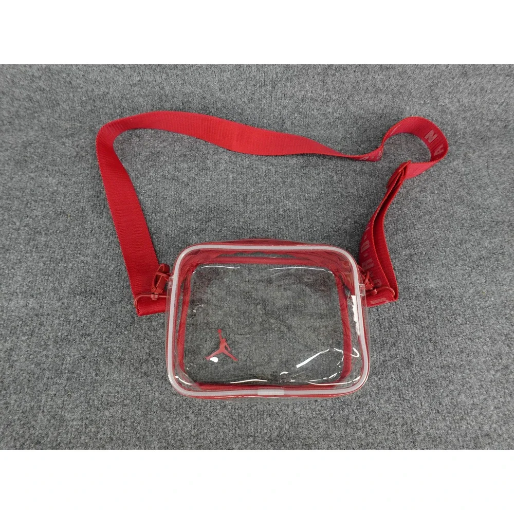 Jordan‎ Crossbody Bag Unisex OS Clear Stadium Approved Jumpman PVC Red Strap